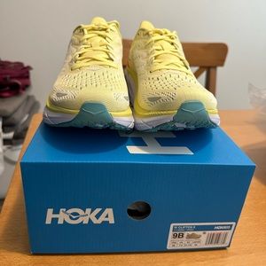 Hoka womens shoe size 9 in light yellow color. Brand new, never worn.